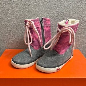 Pink and Gray Kids Boots